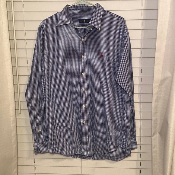 Ralph Lauren Collared Button Down Blue and White Long Sleeve [Size: L] - Picture 1 of 7